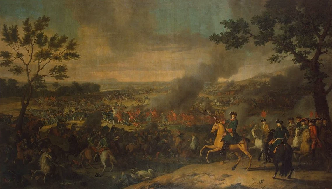 Каравак Луи (1684–1754). «Полтавская баталия». 1718 г. Государственный Эрмитаж. Инв. № ЭРЖ-1913.