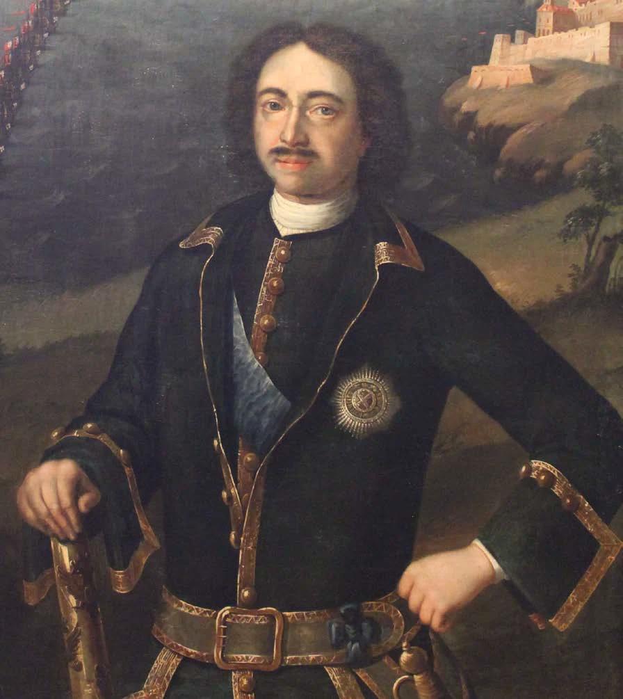 Каравак Луи (1684–1754). Портрет Петра I на фоне эскадры кораблей. 1720-е гг. ЦВММ.