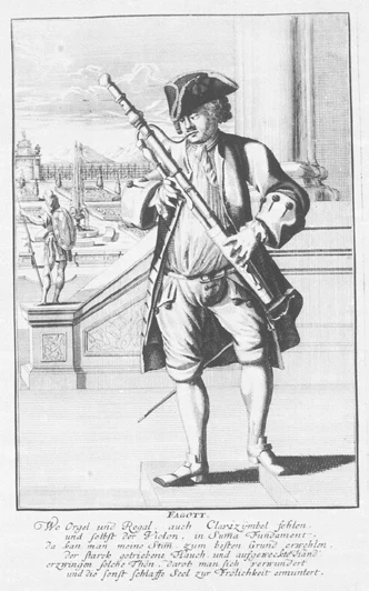 Weigel, Christoff (1654–1725). Дирижер и фагот из серии «Musicalisches Theatrum». 1720 г. Изображение 2 из 2.
