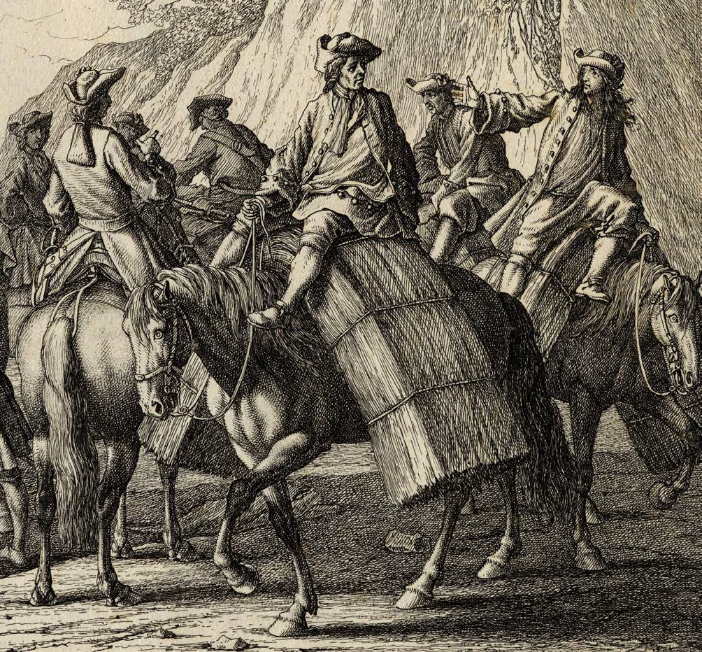 Rugendas, Georg Philipp I (1666–1742). «Неприятельские войска на фуражировке». Фрагмент. 1705 г. Кафтан поверх рубахи, без камзола.