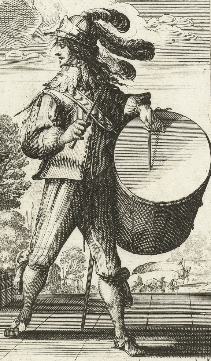 Bosse Abraham. Шапки типа монтеро в модном французском костюме. Серия гравюр «Le Jardin de la Noblesse Francoise», 1630-е гг. Изображение 2 из 2.