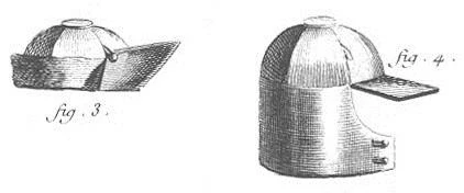 Шапка путешественника (bonnet de voyageur), свернутая и развернутая, из Энциклопедии Дидро, 1751–1772 гг.; ниже — изобразительный пример картуза типа IV с опущенными отворотами. Изображение 1 из 2.