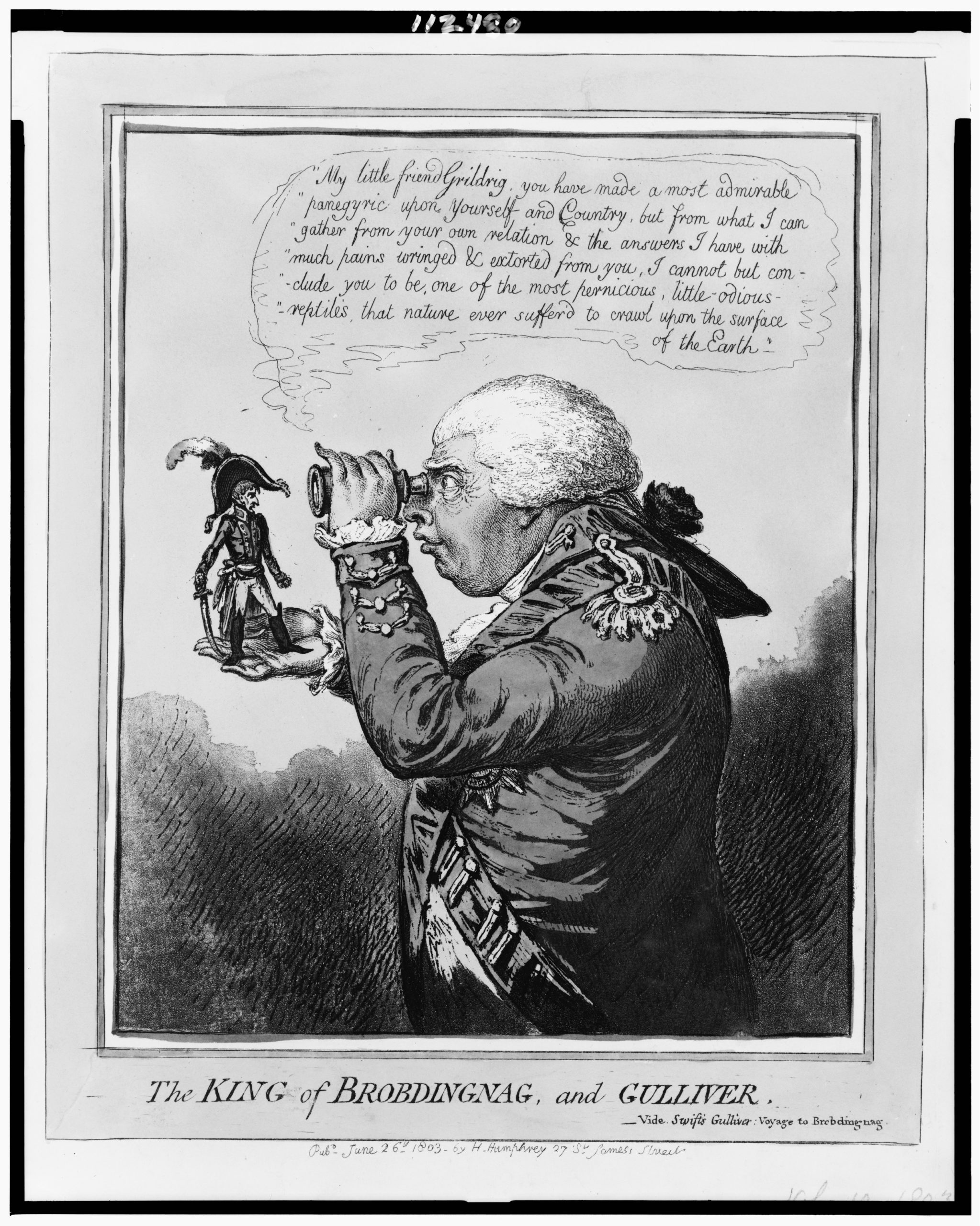 Карикатура Джеймса Гилрея The King of Brobdingnag and Gulliver, 1803 год