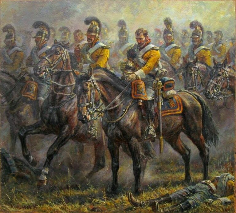 Саксонские кирасиры полка Гард дю Кор (Garde du Corps) в Бородинском сражении, 7 сентября 1812 года.