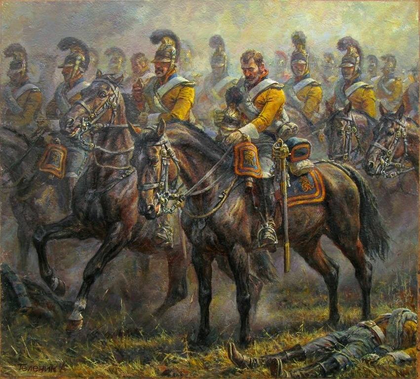 Саксонские кирасиры полка Гард дю Кор в Бородинском сражении. Художник Анатолий Теленик.
