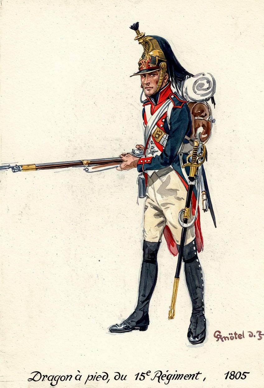 Пеший драгун 15-го полка, 1805 год